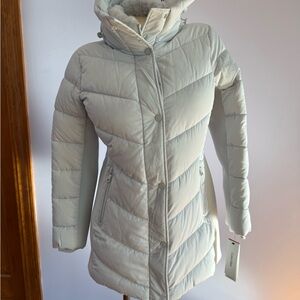 Calvin Klein Women's Light Gray Puffer Bomber Jacket NWT $260 size XS